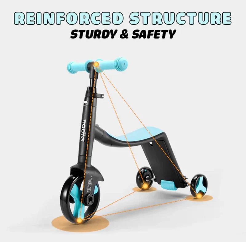 GrowRide™ 3-in-1 Tricycle – Pedal, Balance & Skate for Kids 1–5 Years 🚲✨