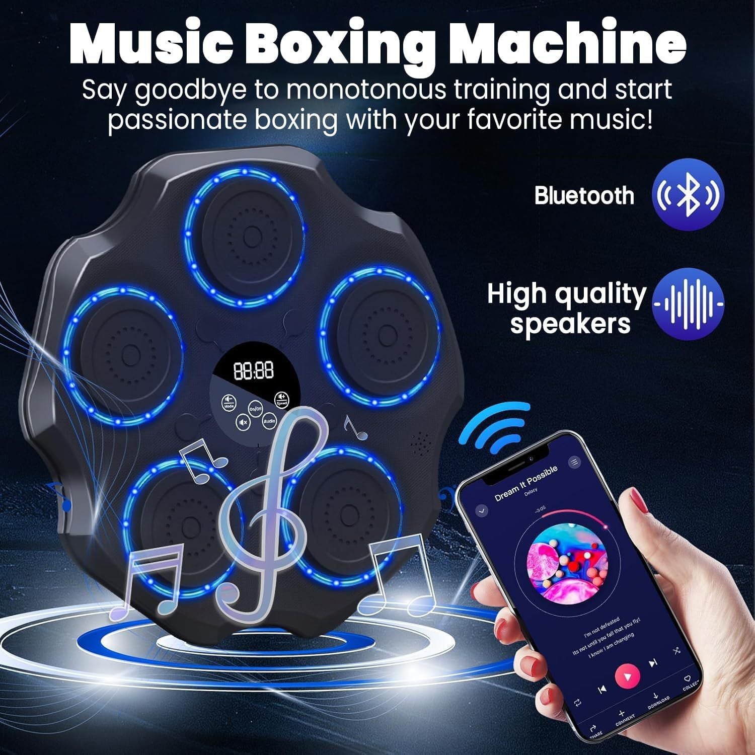 Musical Boxing Machine – Home Fitness, Stress Relief &amp; Bluetooth Music