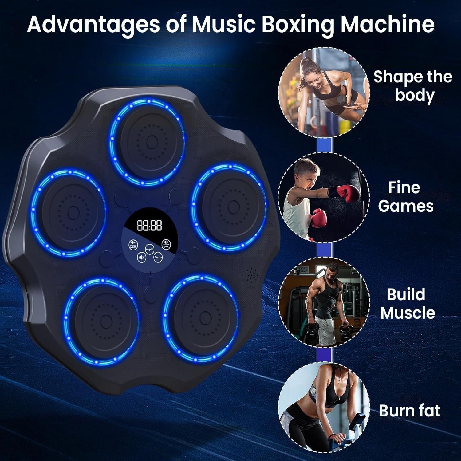 Musical Boxing Machine – Home Fitness, Stress Relief &amp; Bluetooth Music