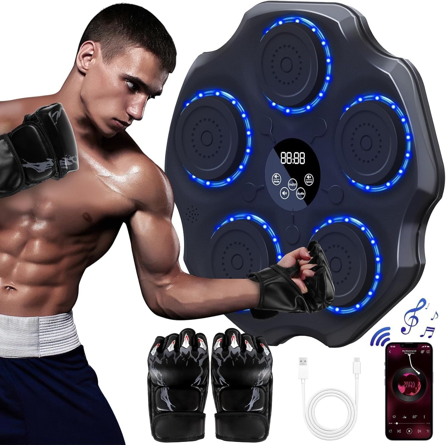 Musical Boxing Machine – Home Fitness, Stress Relief &amp; Bluetooth Music